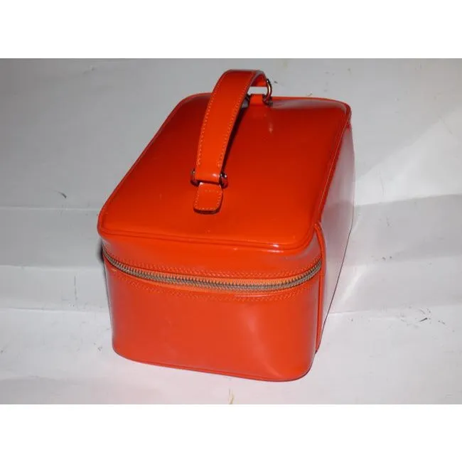 Gucci Reddish Orange Glossy Leather Bamboo Line Satchel