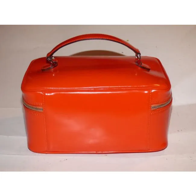 Gucci Reddish Orange Glossy Leather Bamboo Line Satchel