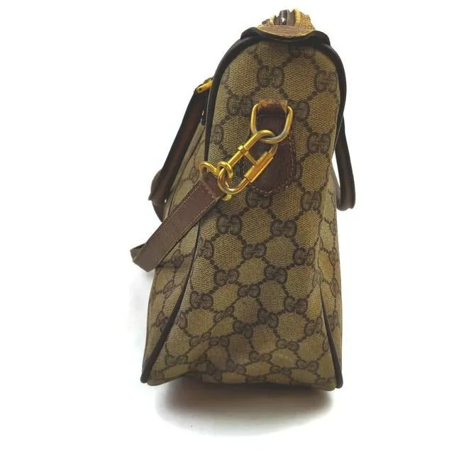 Gucci Speedy Xl Guccissima Leathercoated Two Way Brown G Printredgreen Leathercoated Canvas Satchel