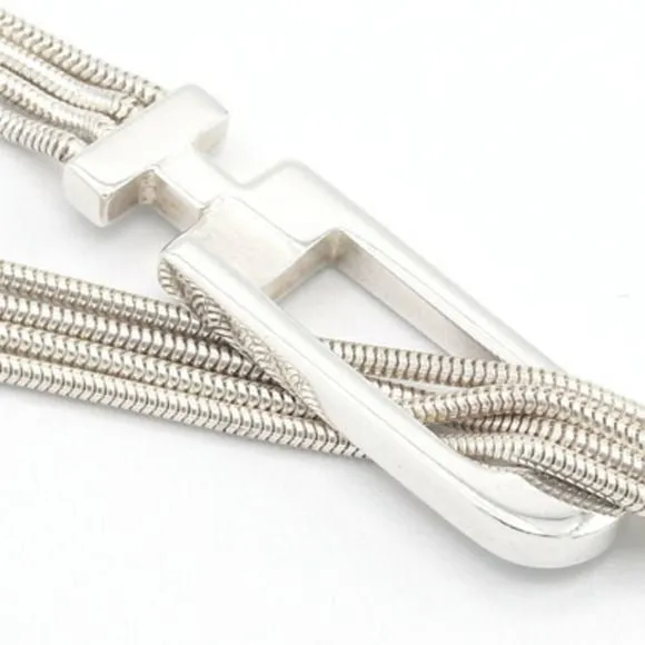 Gucci sterling three strand lariat necklace w square G clasp