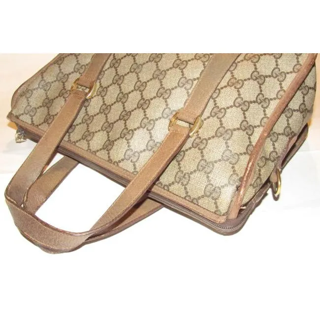 Gucci Vintage Pursesdesigner Purses Brown Large G Logo Print Coated Canvas And Brown Leather With Re