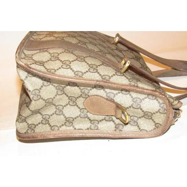 Gucci Vintage Pursesdesigner Purses Brown Large G Logo Print Coated Canvas And Brown Leather With Re