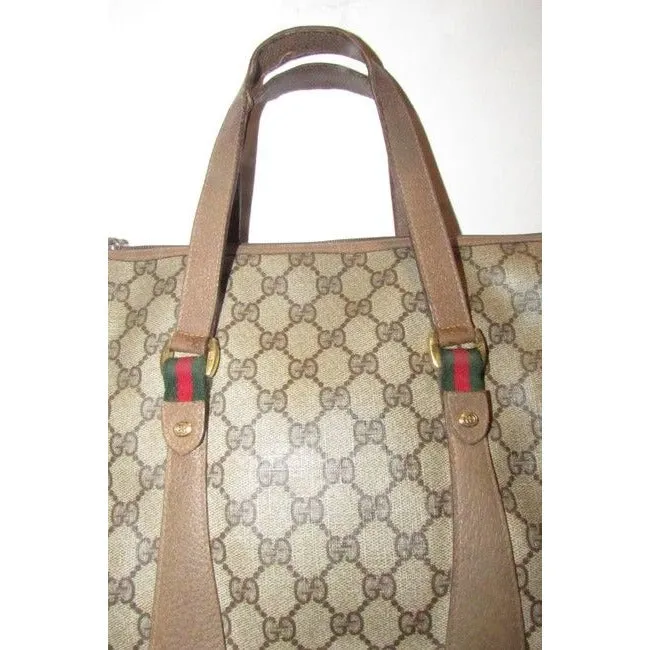 Gucci Vintage Pursesdesigner Purses Brown Large G Logo Print Coated Canvas And Brown Leather With Re