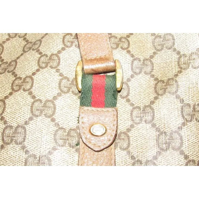 Gucci Vintage Pursesdesigner Purses Brown Large G Logo Print Coated Canvas And Brown Leather With Re