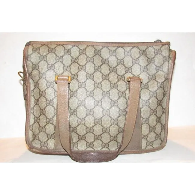 Gucci Vintage Pursesdesigner Purses Brown Large G Logo Print Coated Canvas And Brown Leather With Re