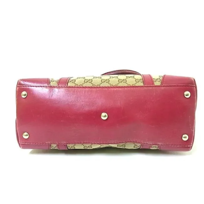 Gucci Vintage Pursesdesigner Purses Dark Brown Large G Logo Print Canvas And Dark Redpink Leather Le