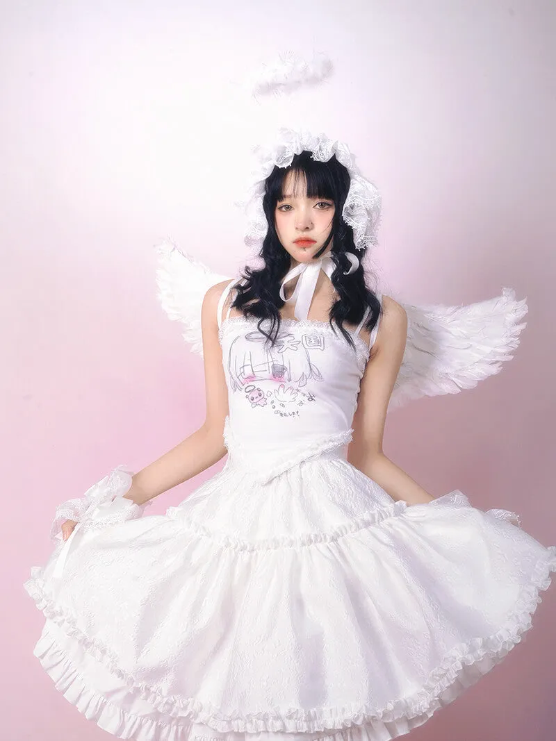 Harajuku Heaven Lace Trim Ruffle Camisole