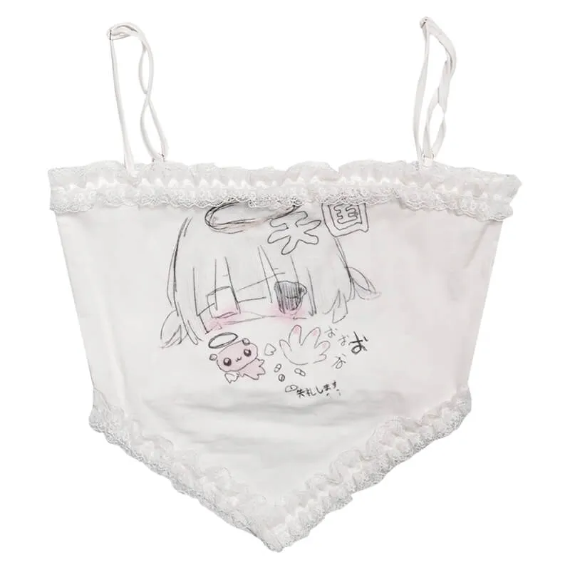 Harajuku Heaven Lace Trim Ruffle Camisole
