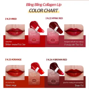 JOA Bling Bling Collagen Lip tint 4Colors(Red, pink red, brown red, & Orange)
