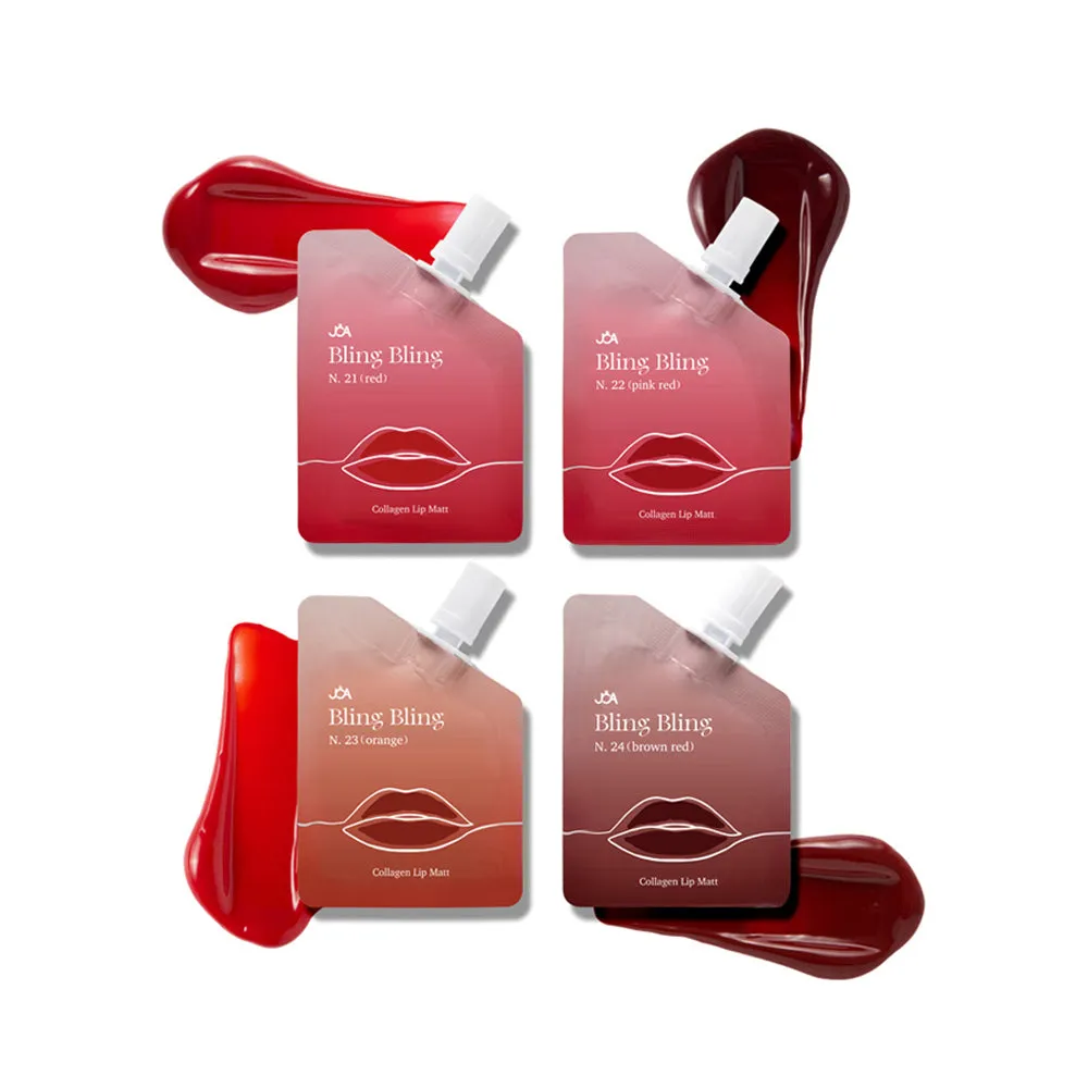 JOA Bling Bling Collagen Lip tint 4Colors(Red, pink red, brown red, & Orange)