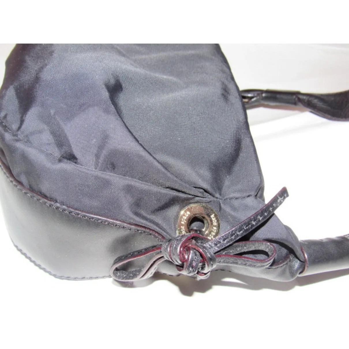 Kate Spade black leather hobo purse w chrome accents