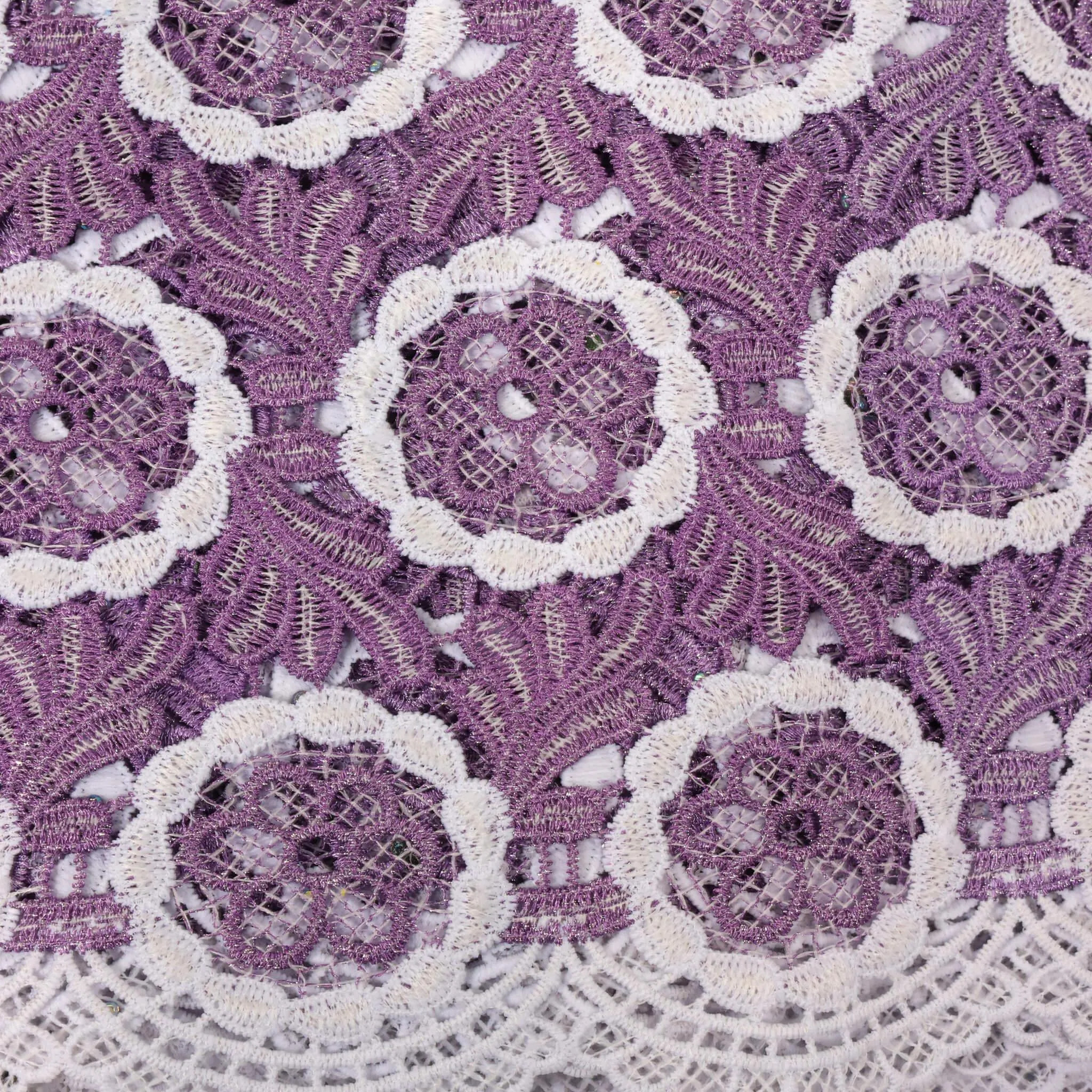 Purple & White Guipure/Cod Lace