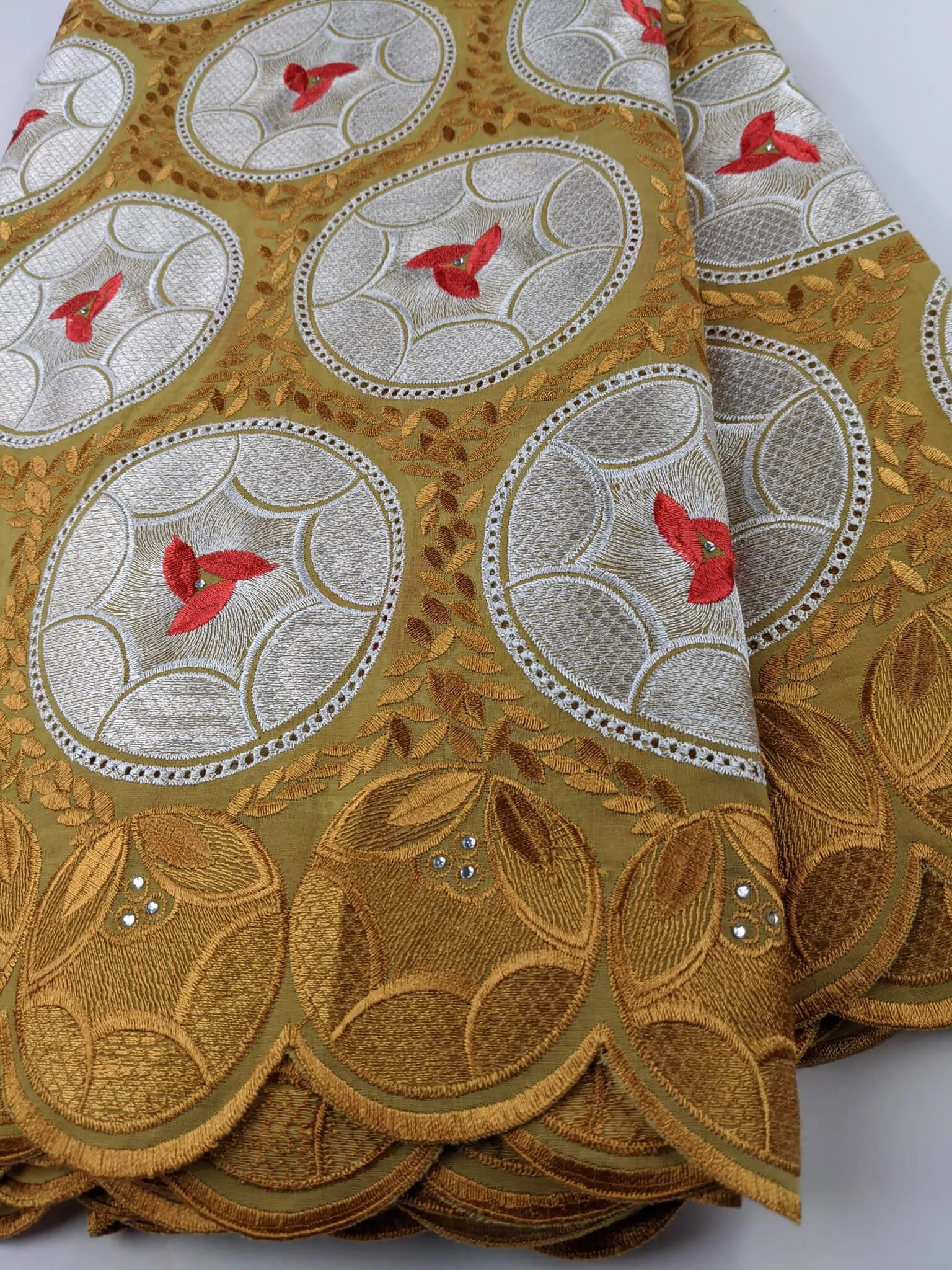 Red, Gold & Silver Cotton Lace