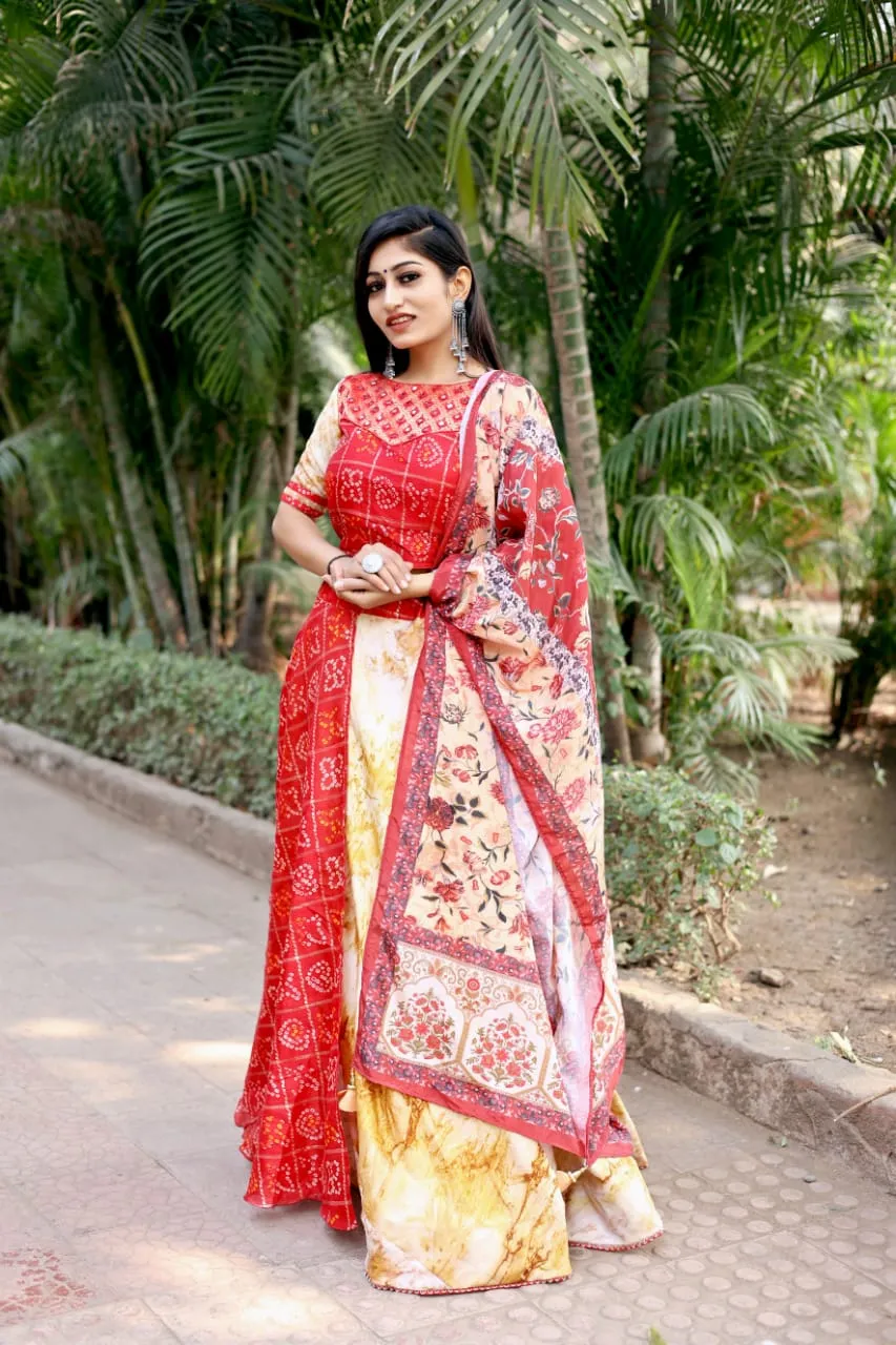 SMOKE BANDHANI PRINT LEHENGA