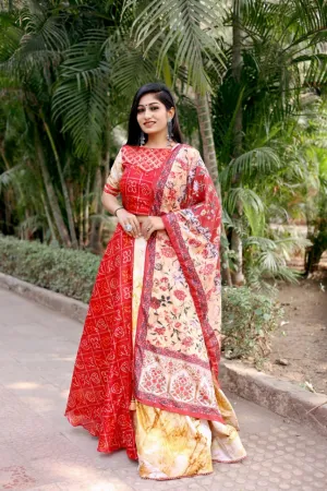 SMOKE BANDHANI PRINT LEHENGA