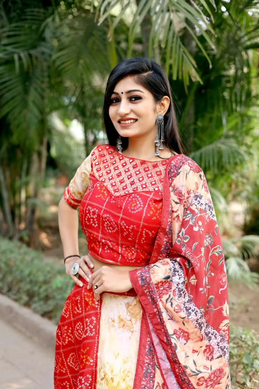 SMOKE BANDHANI PRINT LEHENGA