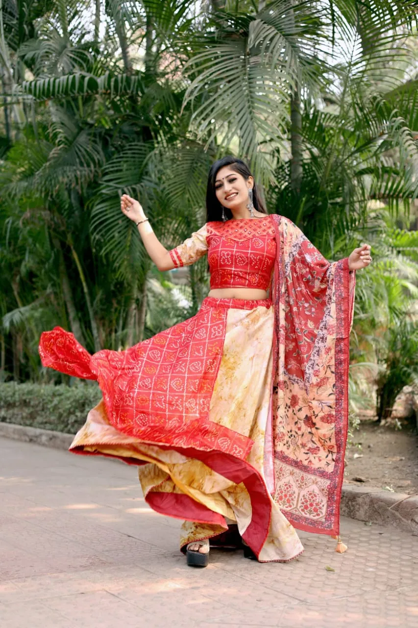 SMOKE BANDHANI PRINT LEHENGA