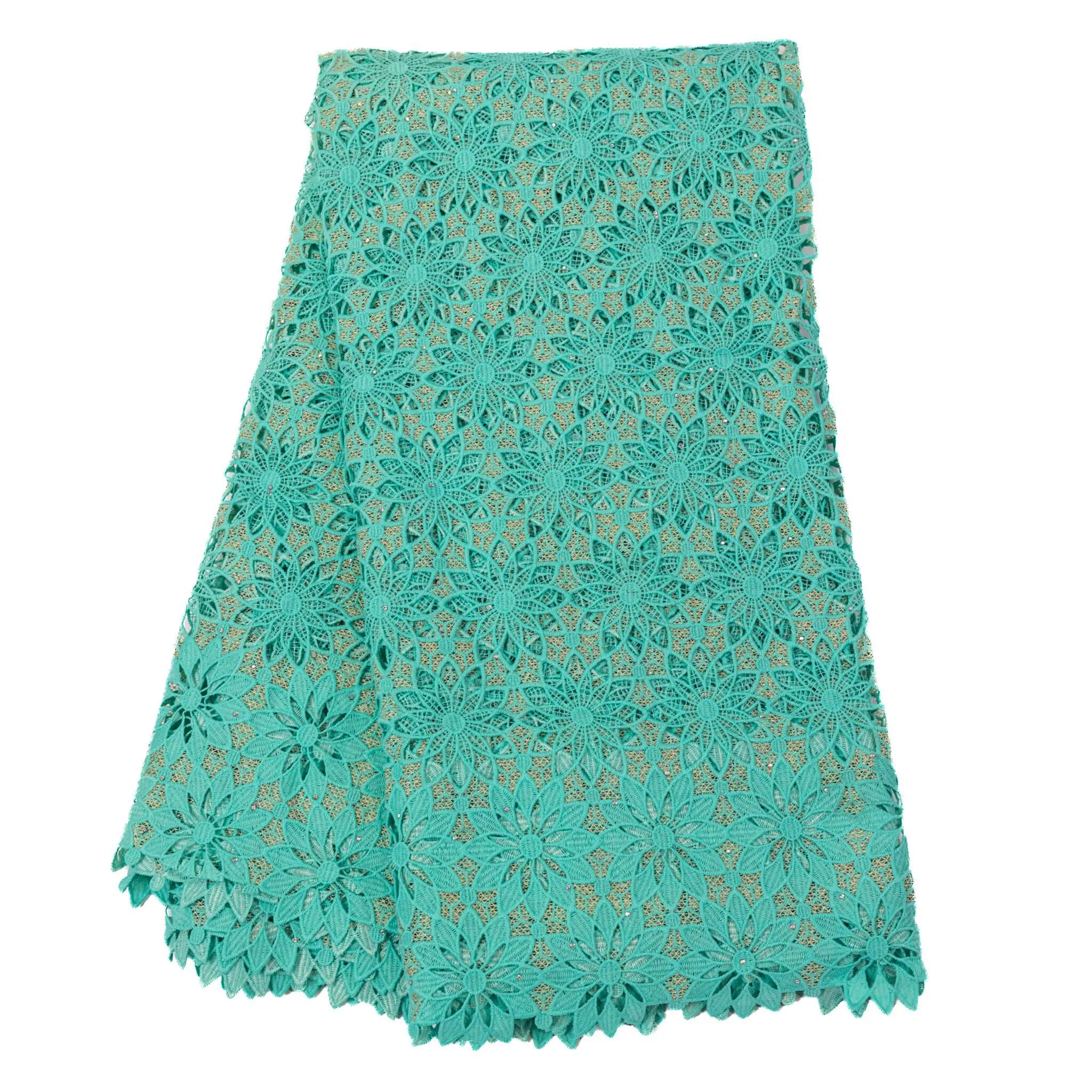 Teal & Gold Guipure/Cod Lace